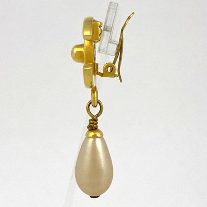 Chanel Coco Mark Faux Pearl Earrings Swing Turnlock Earrings GP Gold Ladies