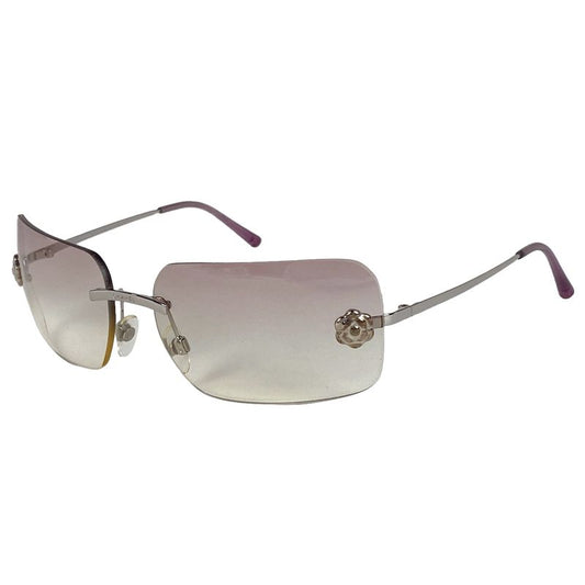 Chanel Camellia Sunglasses Coco Mark Gradient Eyewear Sunglasses Metal Silver