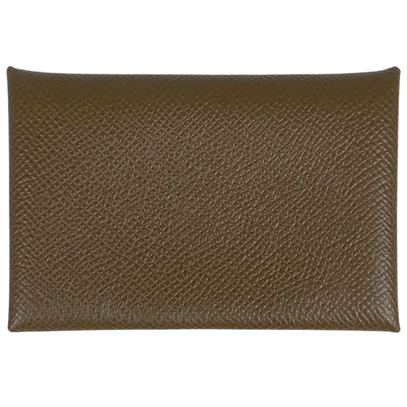 Hermes Calvi Verso Card Case Vaux Epson Etoupe Women
