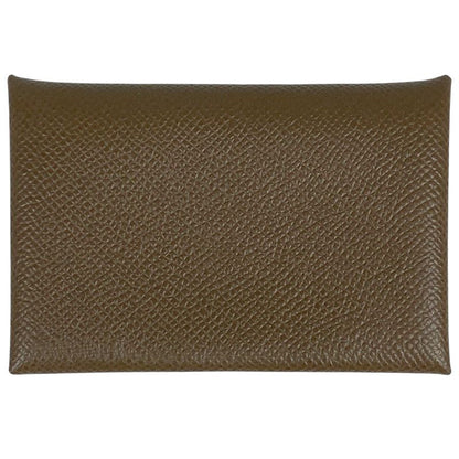 Hermes Calvi Verso Card Case Vaux Epson Etoupe Women