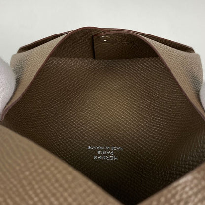 Hermes Calvi Verso Card Case Vaux Epson Etoupe Women