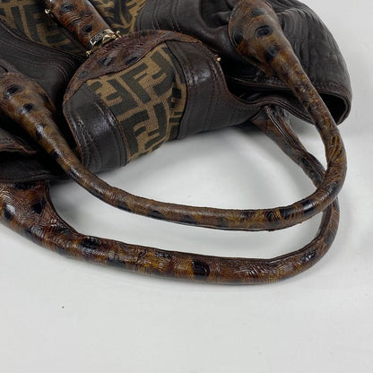 Fendi Zucca Pattern Spy Bag Handbag Canvas Brown 8br511 Women