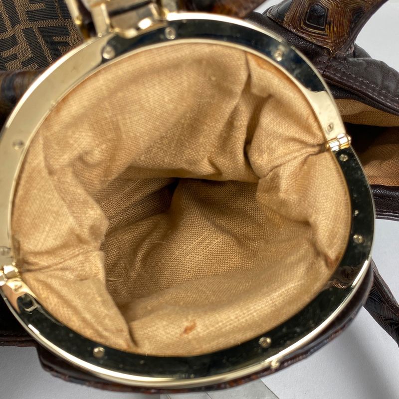 Fendi Zucca Pattern Spy Bag Handbag Canvas Brown 8br511 Women