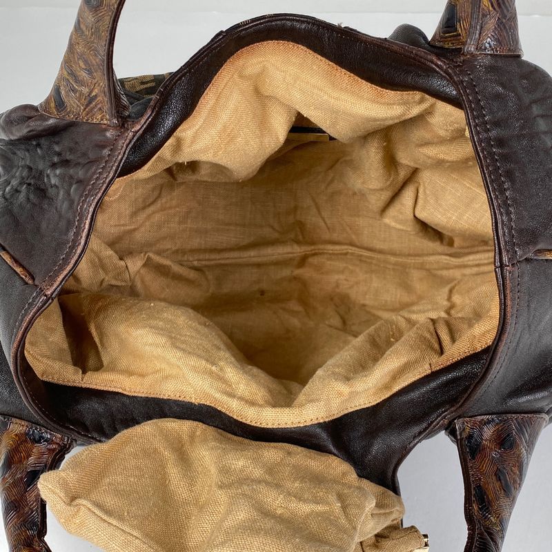 Fendi Zucca Pattern Spy Bag Handbag Canvas Brown 8br511 Women