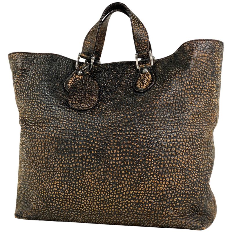 Gucci Logo Tote Handbag Tote Leather Brown 298186 Women