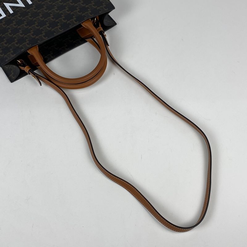 Celine Small Vertical Cabas 2WAY Shoulder Bag Triomphe Tote Bag Coated Canvas