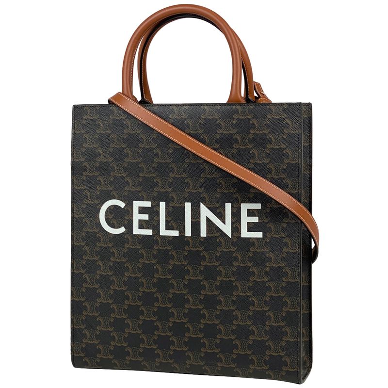 Celine Small Vertical Cabas 2WAY Shoulder Bag Triomphe Tote Bag Coated Canvas