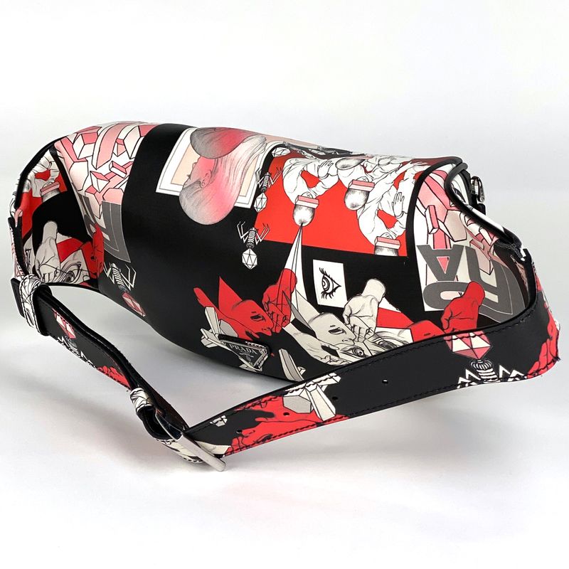 Prada Comic Print Body Bag Waist Bag Logo Body Bag Leather Nero (black)