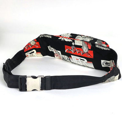Prada Comic Print Body Bag Waist Bag Logo Plate Body Bag Nylon Nero (black)