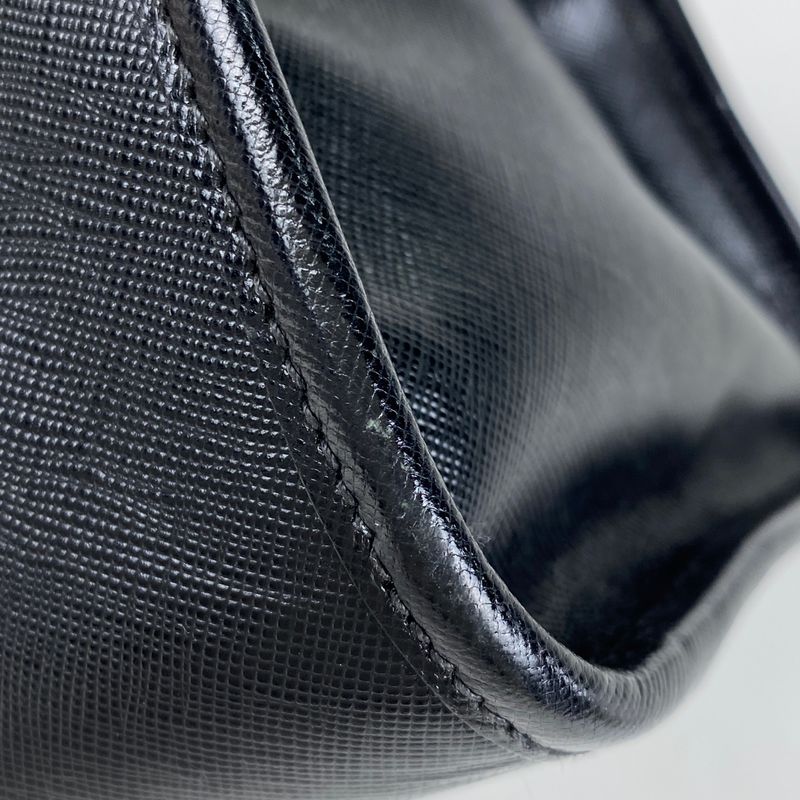 Prada Logo Handbag Tweed Tote Handbag Saffiano Leather Nero (black) White Women