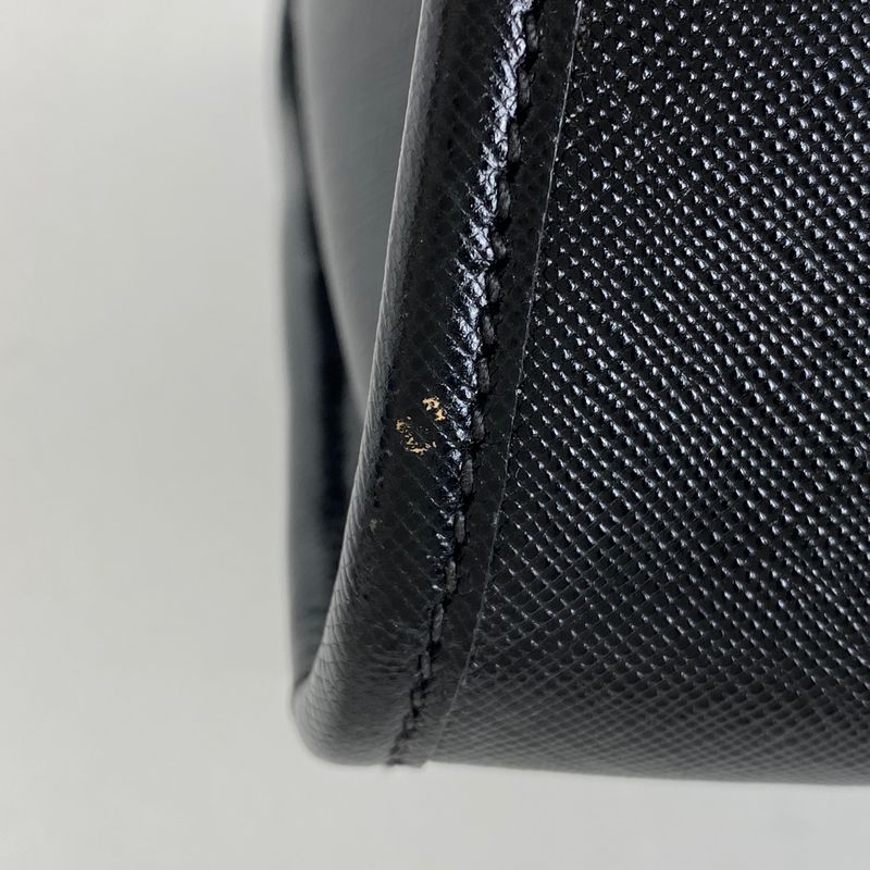 Prada Logo Handbag Tweed Tote Handbag Saffiano Leather Nero (black) White Women