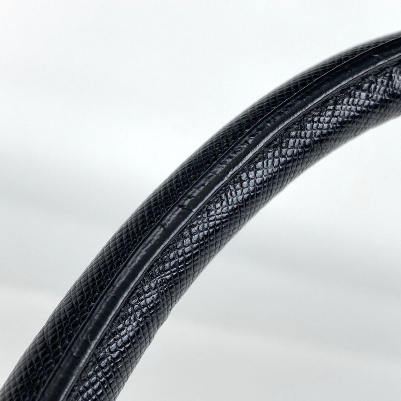 Prada Logo Handbag Tweed Tote Handbag Saffiano Leather Nero (black) White Women