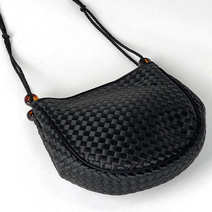 Bottega Veneta Intrecciato Shoulder Bag Crossbody Shoulder Bag Satin Black Women