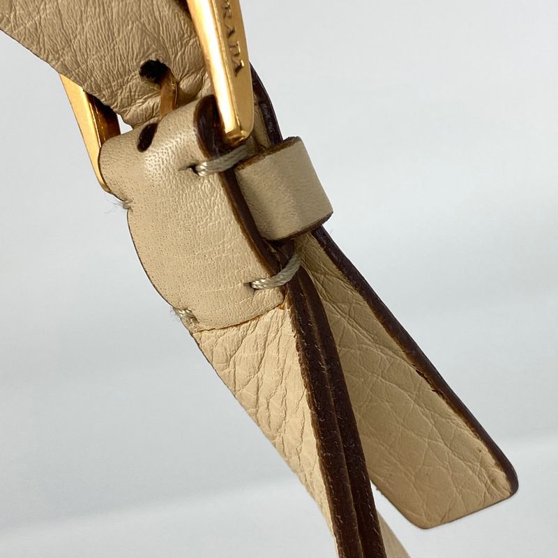 Prada Logo Chain Shoulder Bag Shoulder Bag Leather Cream Women