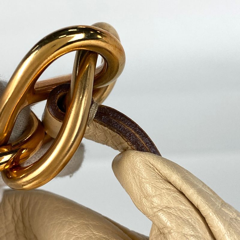 Prada Logo Chain Shoulder Bag Shoulder Bag Leather Cream Women