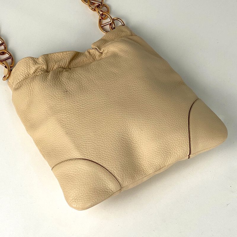 Prada Logo Chain Shoulder Bag Shoulder Bag Leather Cream Women