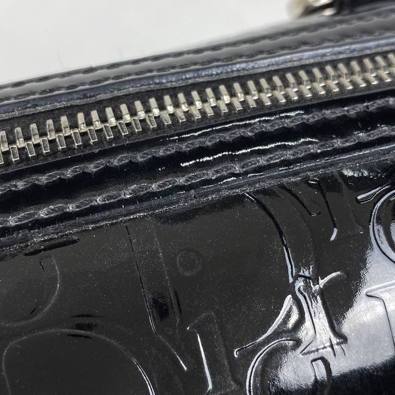 Christian DIOR Trotter Pattern Handbag Mini Boston Enamel Handbag Patent