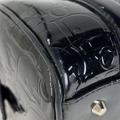 Christian DIOR Trotter Pattern Handbag Mini Boston Enamel Handbag Patent