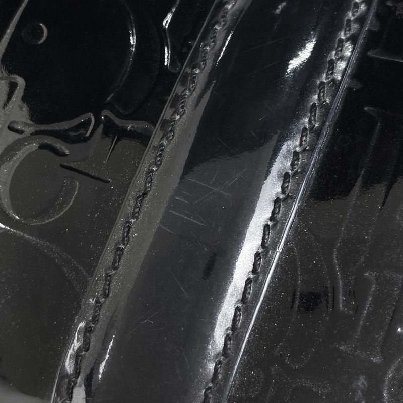 Christian DIOR Trotter Pattern Handbag Mini Boston Enamel Handbag Patent