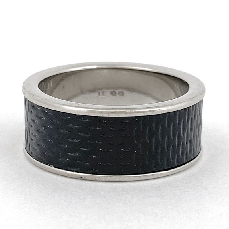 Louis Vuitton Burg Soho Ring Damier Ring Size 21.5 Metal Leather Silver Black