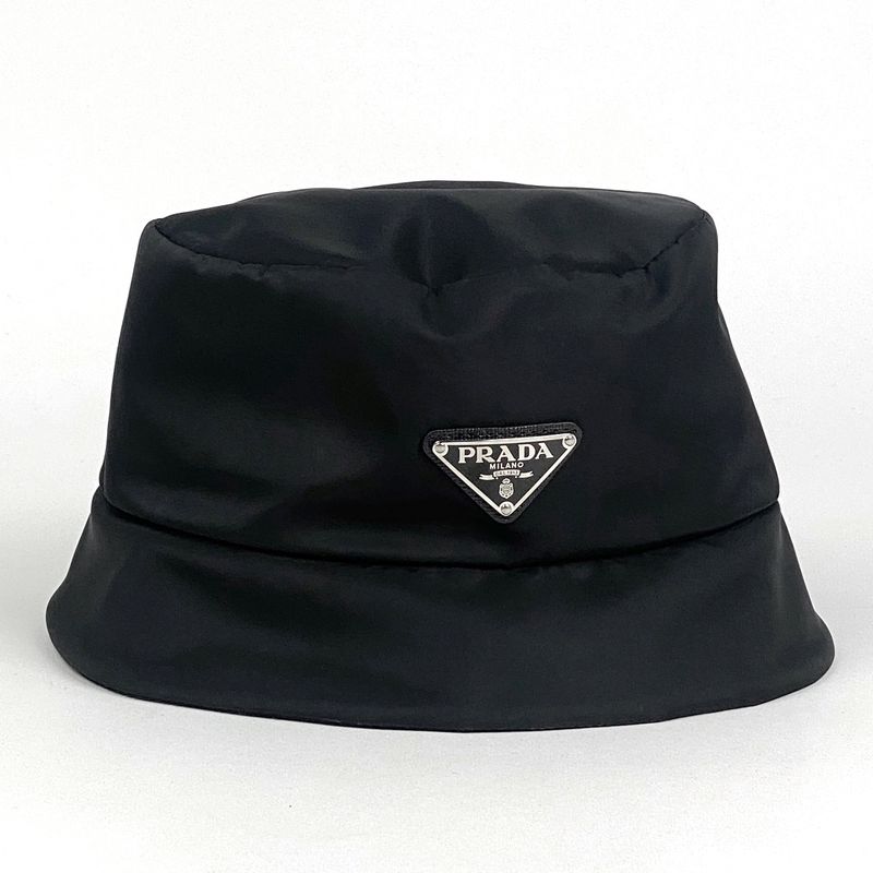 Prada Logo Plate Bucket Hat Re Nylon Adidas Hat Nylon Nero (black) Men's