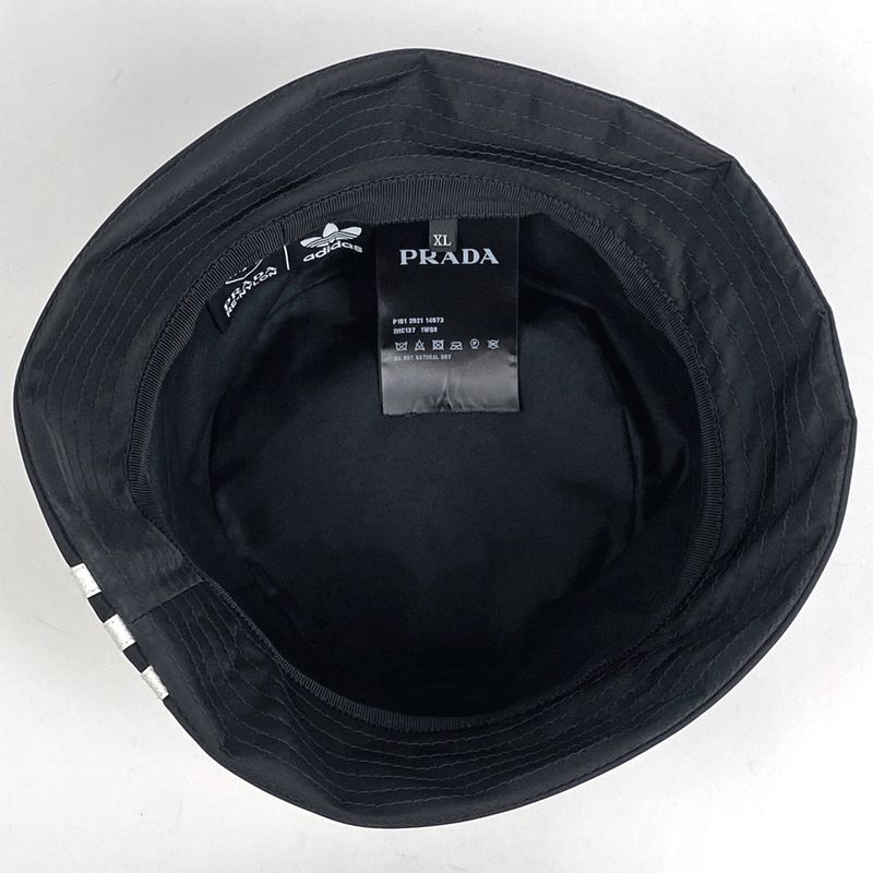 Prada Logo Plate Bucket Hat Re Nylon Adidas Hat Nylon Nero (black) Men's