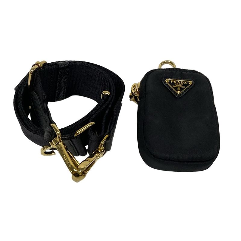 Prada Shoulder Bag Re-edition 2005 Re-nylon Bag 1bh204 Black And Gold Leather