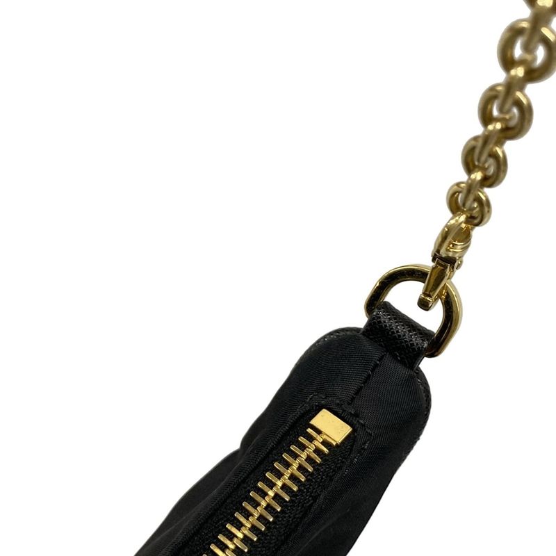 Prada Shoulder Bag Re-edition 2005 Re-nylon Bag 1bh204 Black And Gold Leather