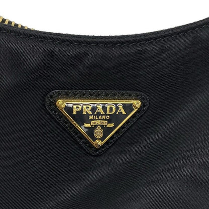 Prada Shoulder Bag Re-edition 2005 Re-nylon Bag 1bh204 Black And Gold Leather