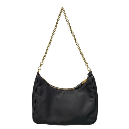 Prada Shoulder Bag Re-edition 2005 Re-nylon Bag 1bh204 Black And Gold Leather