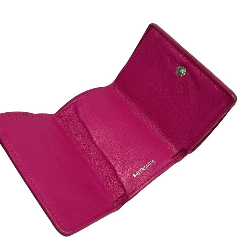 Balenciaga Trifold Wallet Paper Mini Wallet 391446 Pink Leather