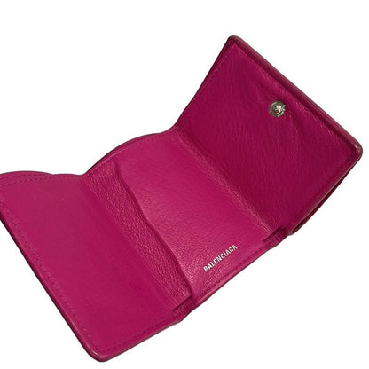 Balenciaga Trifold Wallet Paper Mini Wallet 391446 Pink Leather