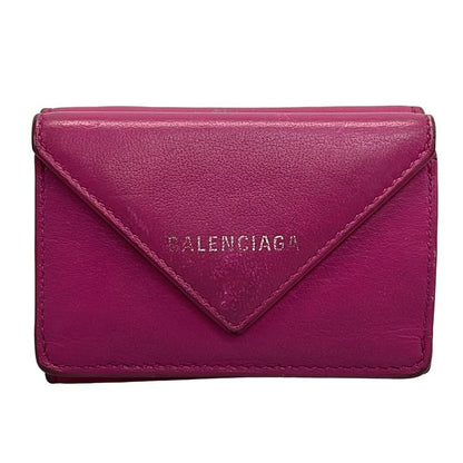 Balenciaga Trifold Wallet Paper Mini Wallet 391446 Pink Leather