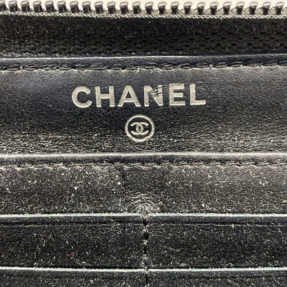 Chanel Long Wallet Boy Chanel A80288 Black Round Zipper / Vintage Silver