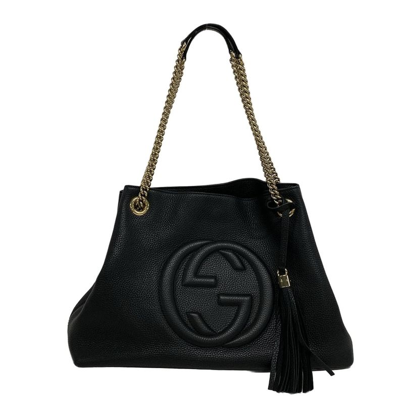 Gucci Tote Bag Soho 536196 Black Chain Shoulder Leather