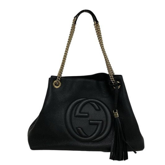 Gucci Tote Bag Soho 536196 Black Chain Shoulder Leather