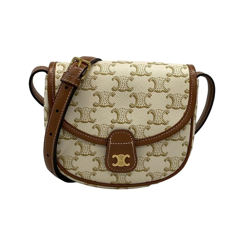 Celine Shoulder Bag Beauty Mini Buzas/triomphe Canvas 196702bzj.01bc White And