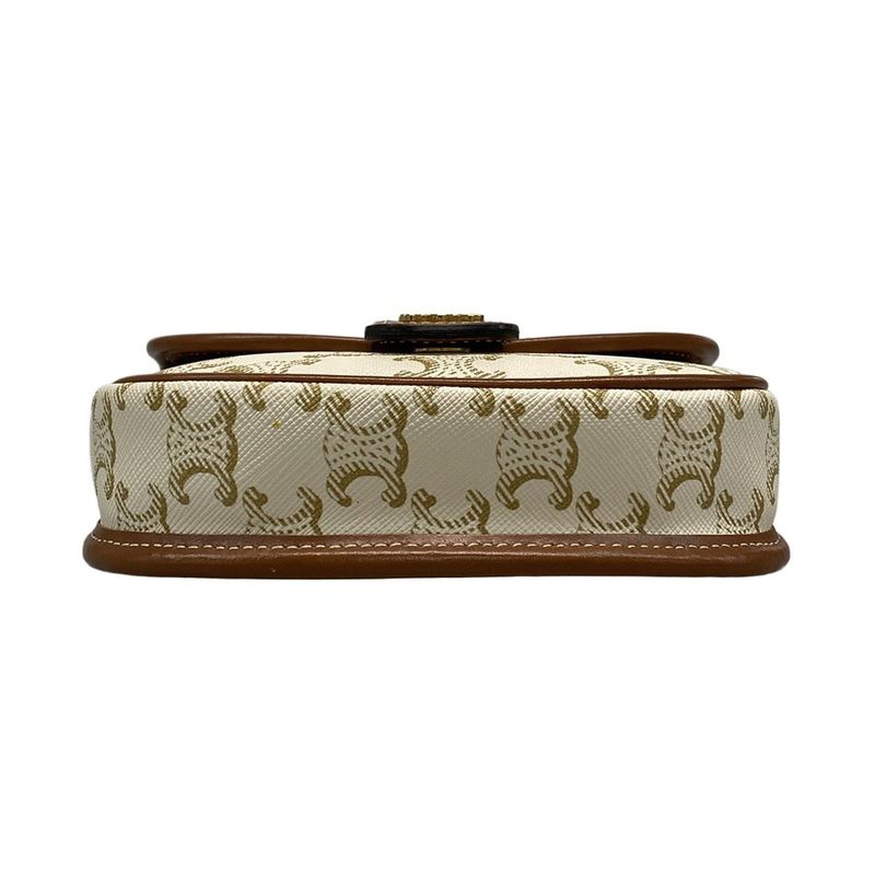 Celine Shoulder Bag Beauty Mini Buzas/triomphe Canvas 196702bzj.01bc White And