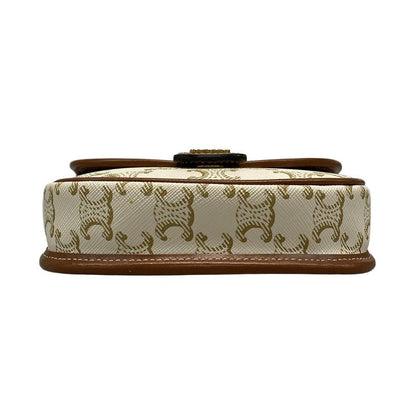 Celine Shoulder Bag Beauty Mini Buzas/triomphe Canvas 196702bzj.01bc White And