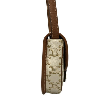 Celine Shoulder Bag Beauty Mini Buzas/triomphe Canvas 196702bzj.01bc White And