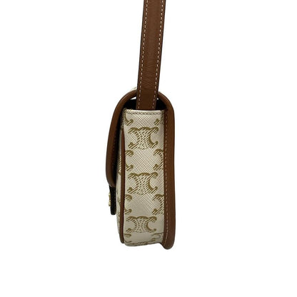Celine Shoulder Bag Beauty Mini Buzas/triomphe Canvas 196702bzj.01bc White And
