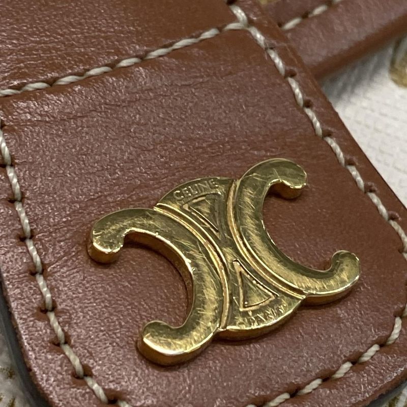 Celine Shoulder Bag Beauty Mini Buzas/triomphe Canvas 196702bzj.01bc White And