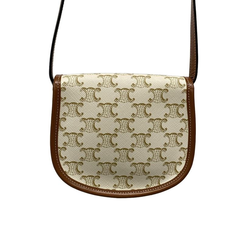 Celine Shoulder Bag Beauty Mini Buzas/triomphe Canvas 196702bzj.01bc White And