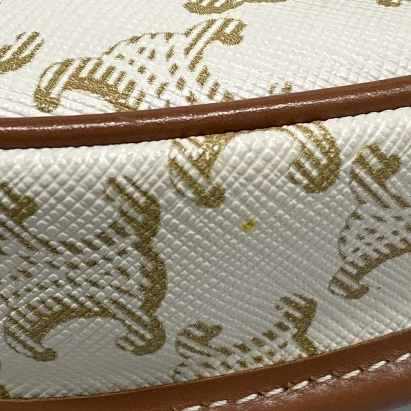 Celine Shoulder Bag Beauty Mini Buzas/triomphe Canvas 196702bzj.01bc White And