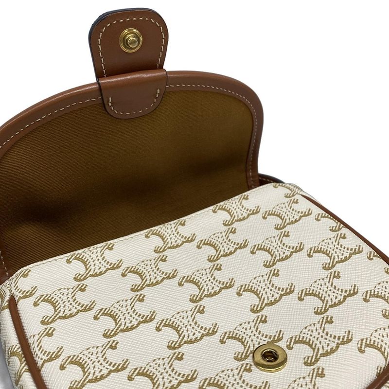 Celine Shoulder Bag Beauty Mini Buzas/triomphe Canvas 196702bzj.01bc White And