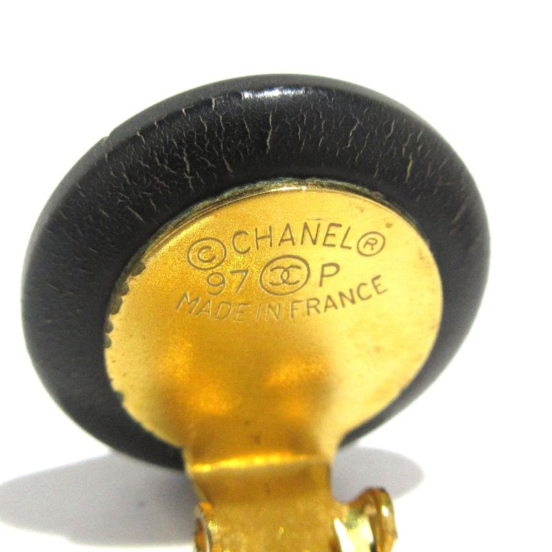 Chanel Earrings Black×white×gold Coco Mark