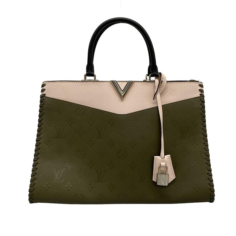 Louis Vuitton Verry Line Verry Zip Tote M52150 Khaki×light Pink Leather