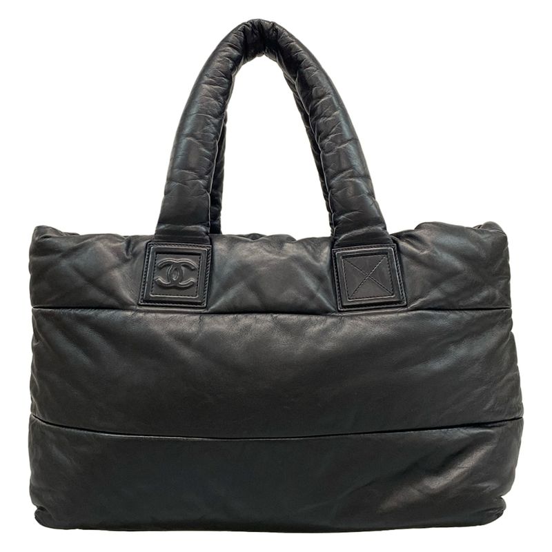 Chanel Coco Cocoon Tote Black Coco Mark Leather