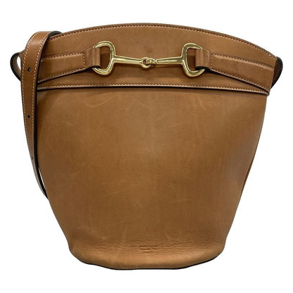 Celine Shoulder Bag Bucket Cles Sea Brown Leather