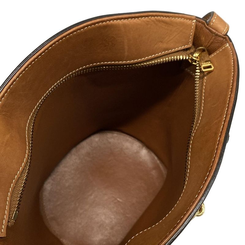 Celine Shoulder Bag Bucket Cles Sea Brown Leather